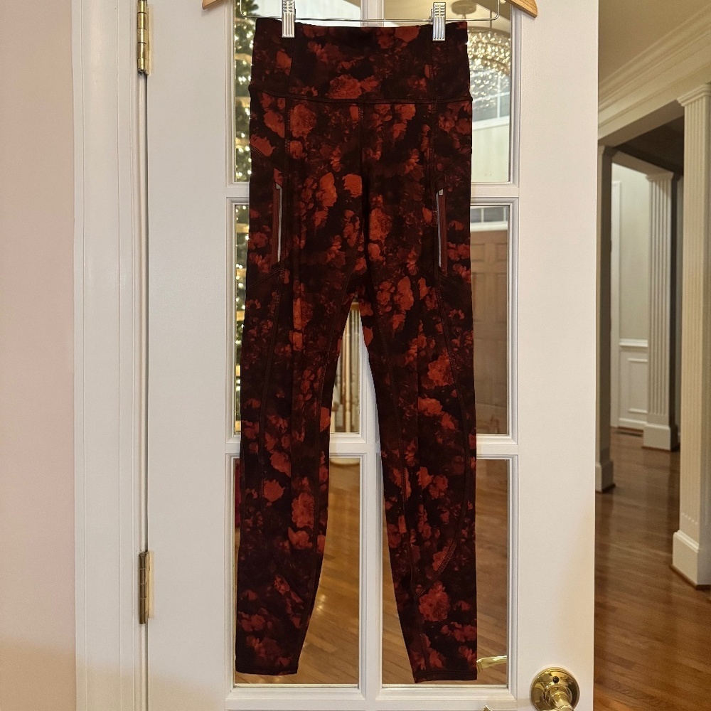 RAINIER HIGH RISE LEGGING TIGHT, SIZE XXS, RED/ORANGE FLORAL - Picture 1 of 2